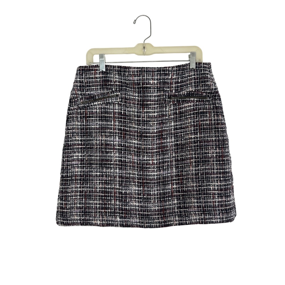 LOFT Tweed Mini Skirt Womens 12P Tumblrcore Preppy Soft Grunge Office Pockets